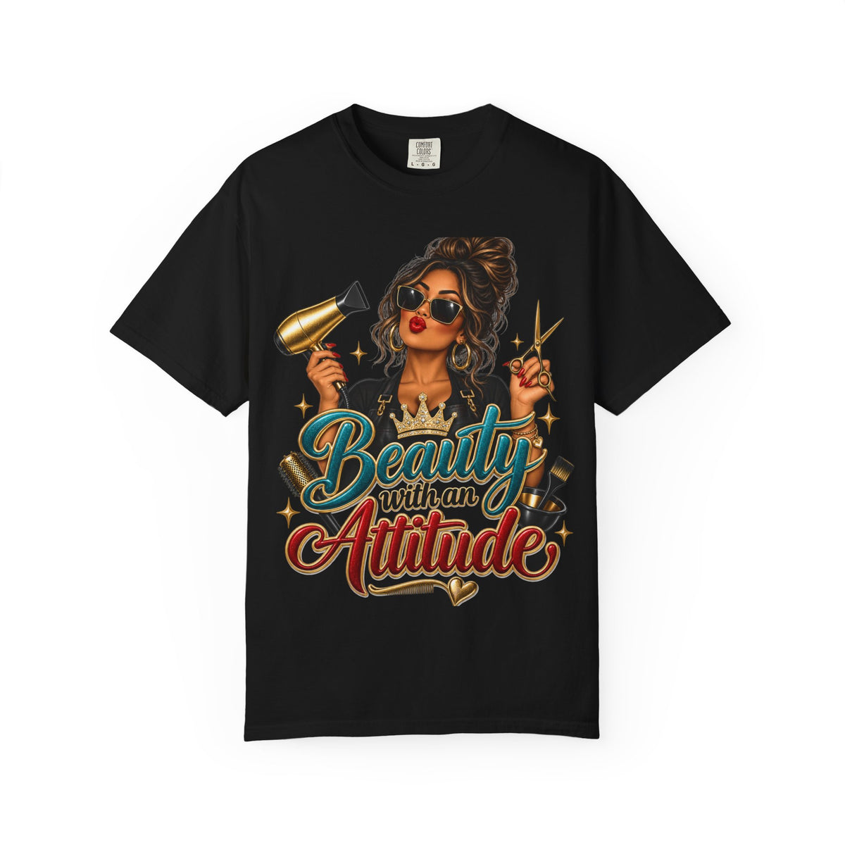 "Beauty With an Attitude" T-Shirt — Salon Stylist Hairdresser Tee