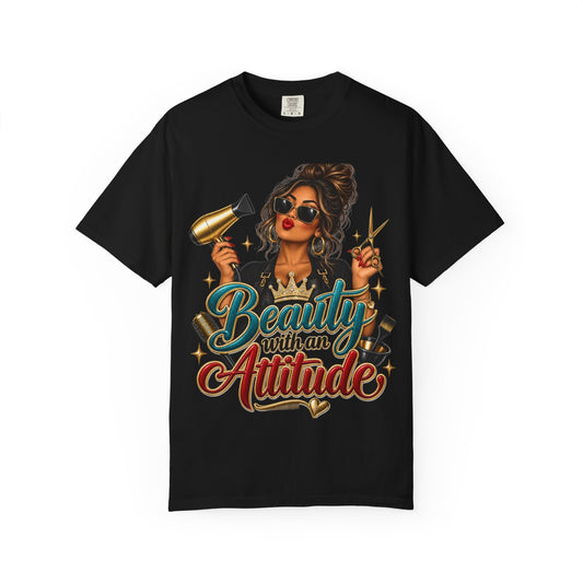 "Beauty With an Attitude" T-Shirt — Salon Stylist Hairdresser Tee