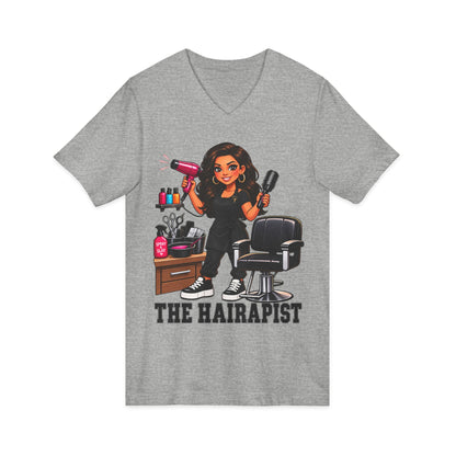 "The Hairapist" V-Neck Tee — Funny Hairstylist T-Shirt