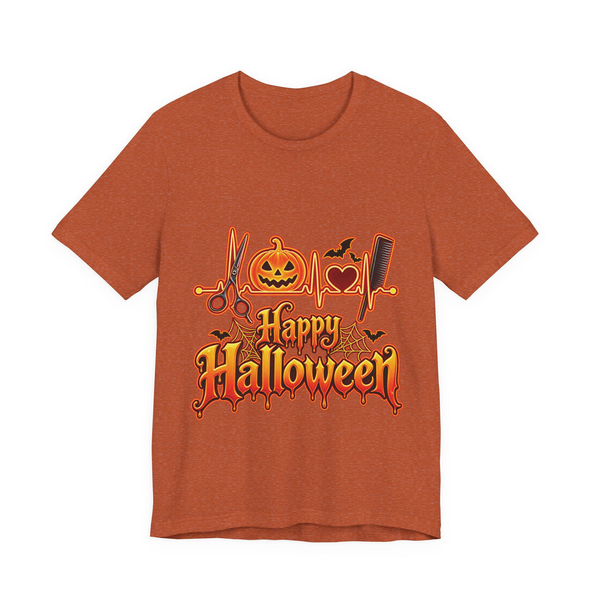 Hairstylist Halloween Graphic Tee – Happy Halloween Pumpkin & Bats