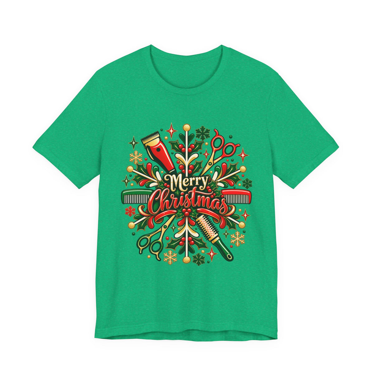 Merry Christmas Hairstylist Wreath T‑Shirt