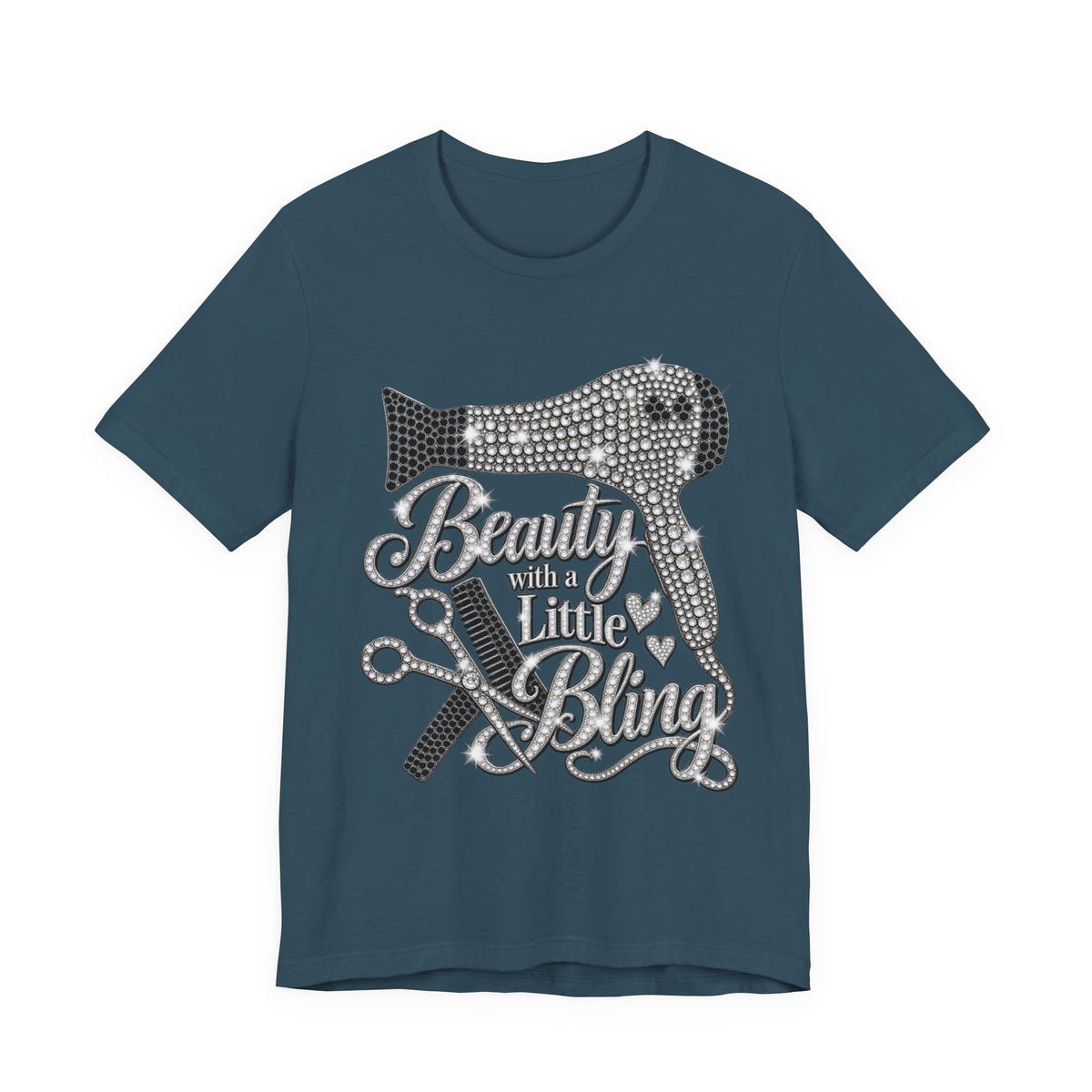 "Beauty With a Little Bling" Hairdryer & Scissors Salon Shirt