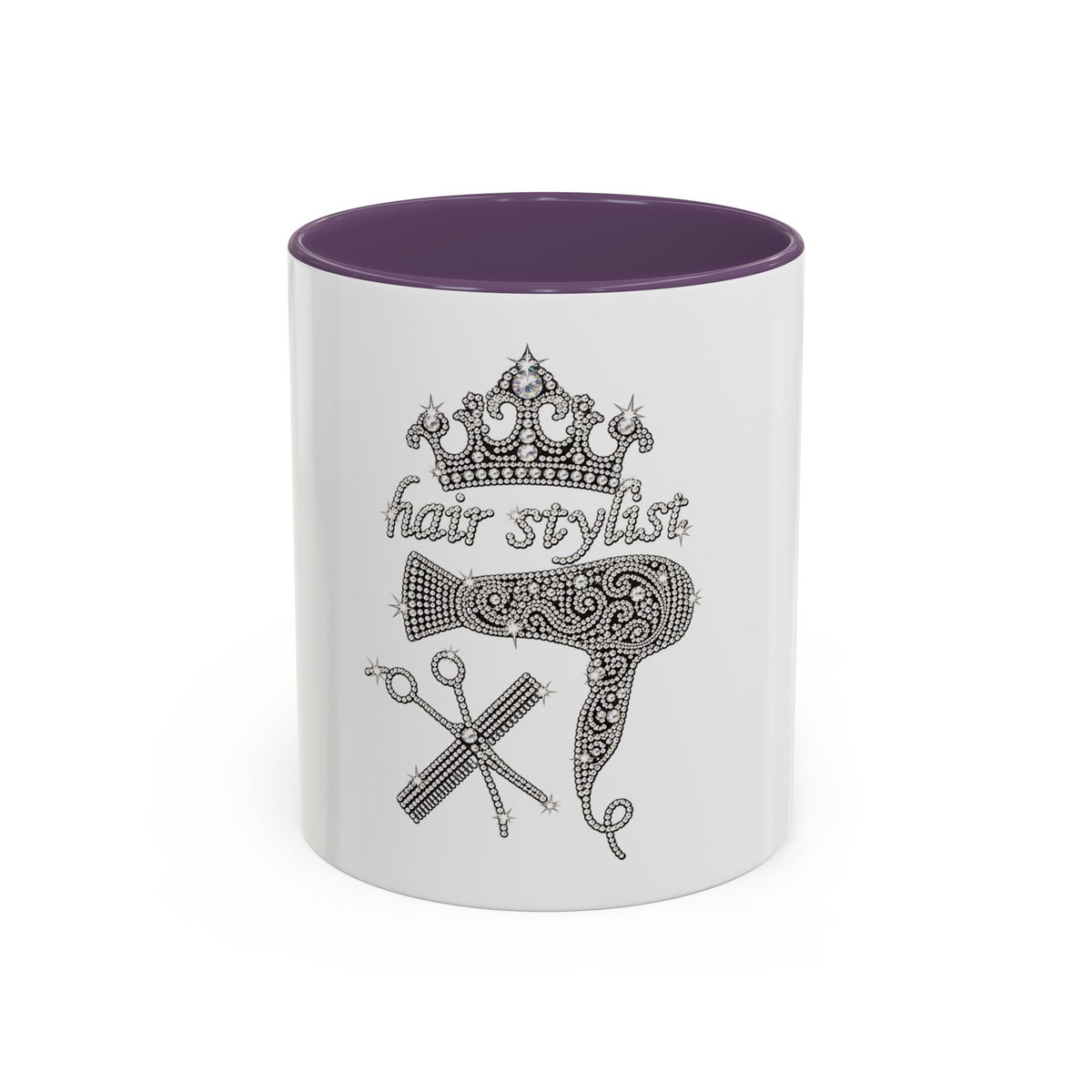 Hair Stylist Coffee/Tea Cup— Crowned Design with Scissors & Dryer (11/15oz Accent Mug)