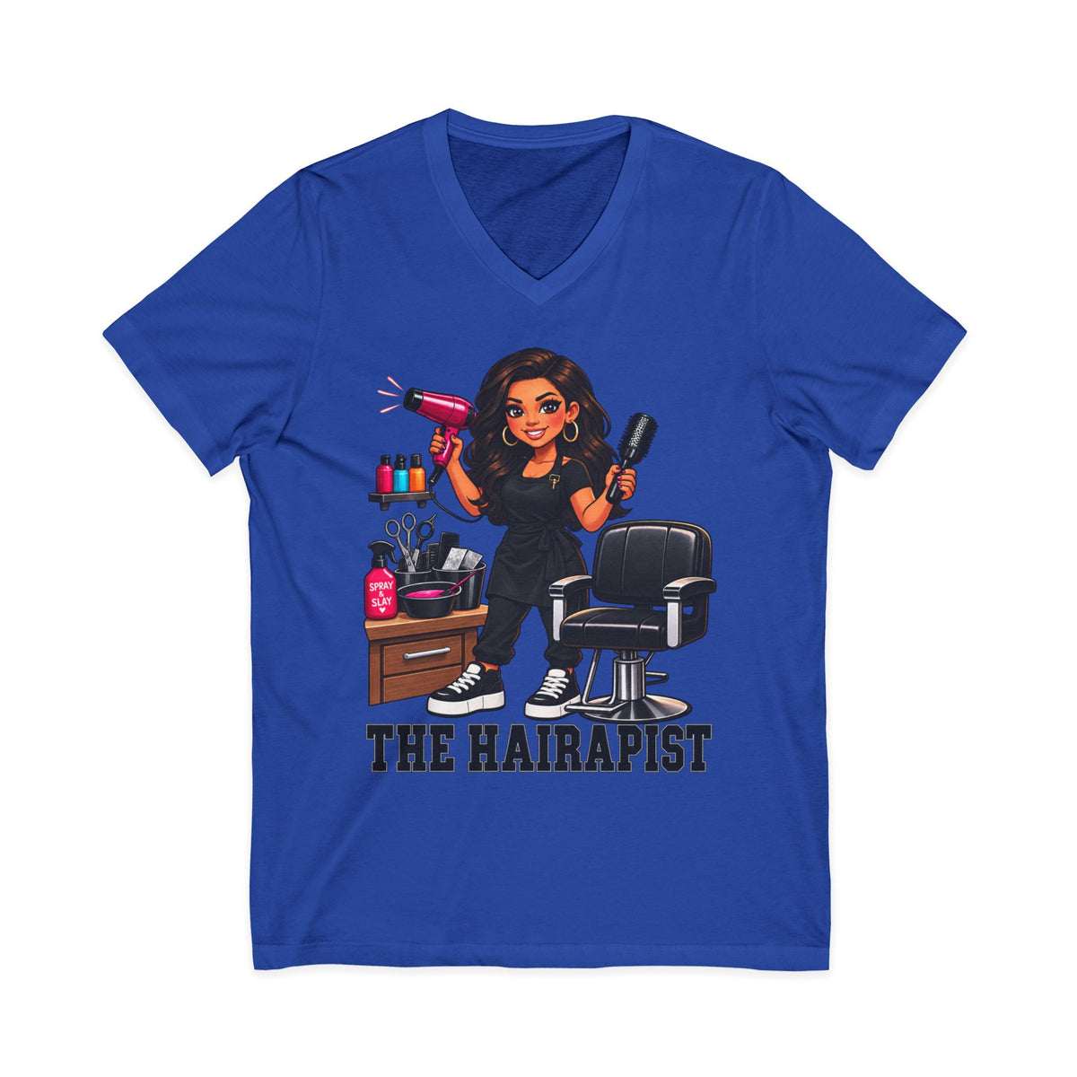 "The Hairapist" V-Neck Tee — Funny Hairstylist T-Shirt