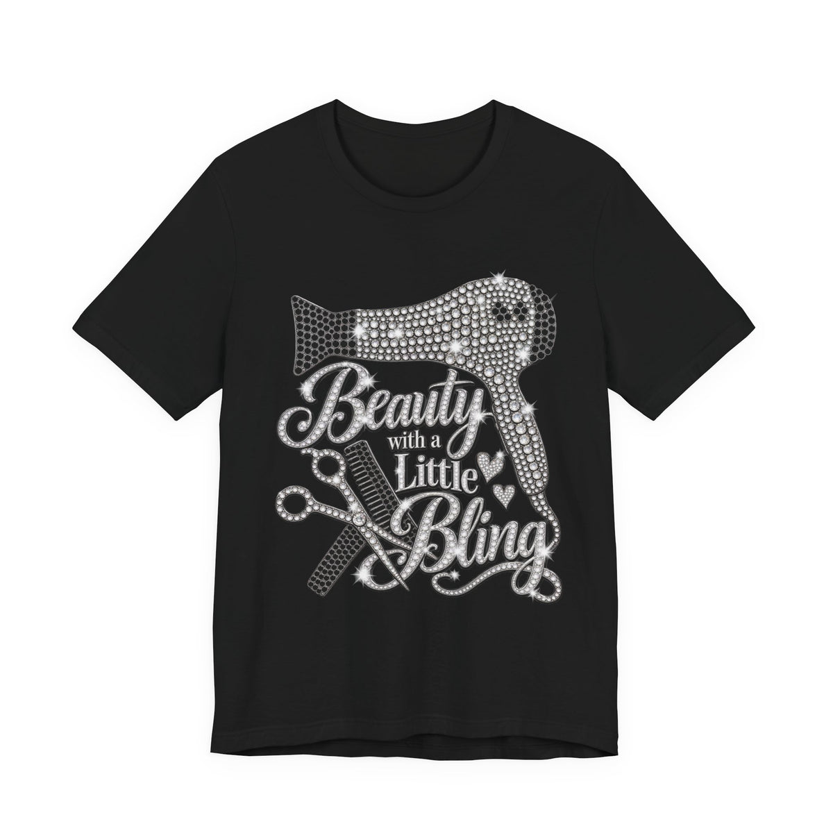 "Beauty With a Little Bling" Hairdryer & Scissors Salon Shirt