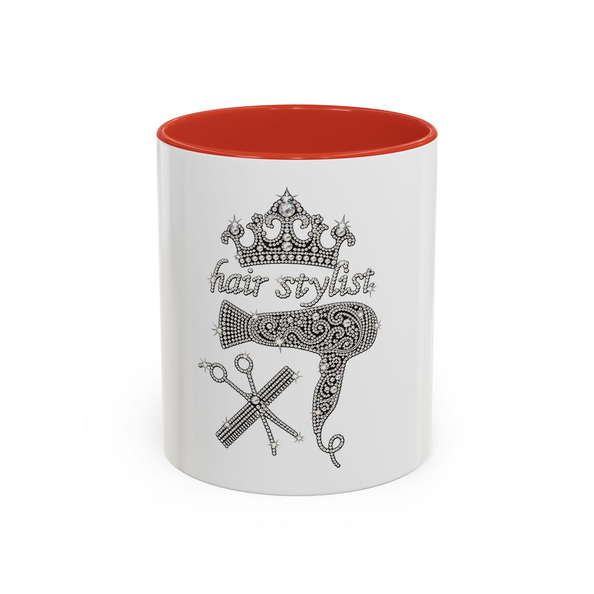 Hair Stylist Coffee/Tea Cup— Crowned Design with Scissors & Dryer (11/15oz Accent Mug)