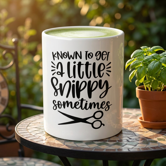 Hair Stylist Cup "Known to Get a Little Snippy Sometimes" Ceramic Coffee Cup