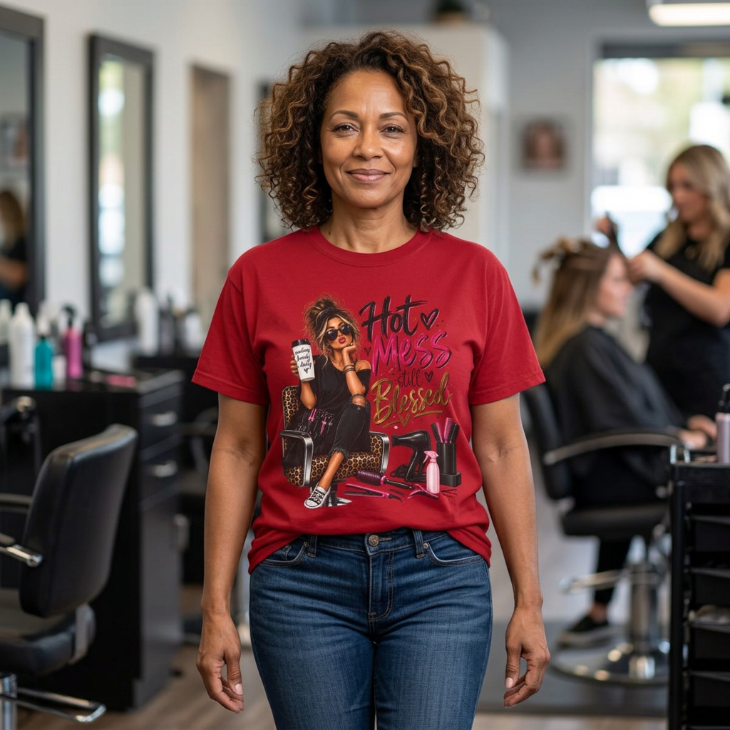 "Hot Mess Still Blessed" Hairstylist T-Shirt