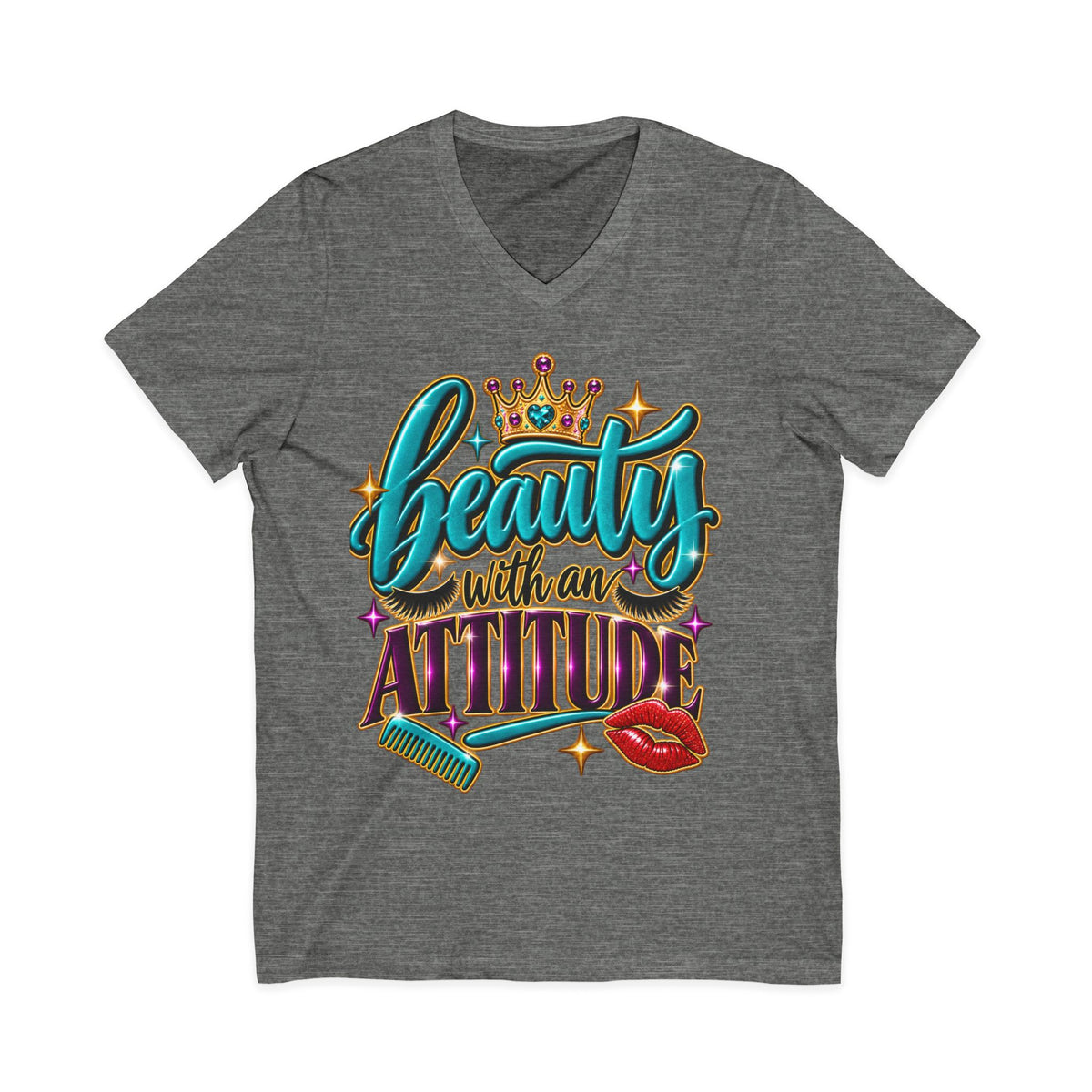 "Beauty With An Attitude" Hairstylist V-Neck Tee