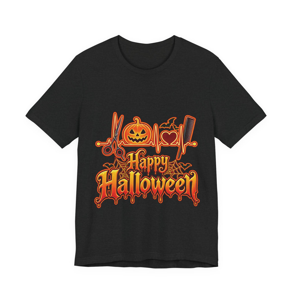 Hairstylist Halloween Graphic Tee – Happy Halloween Pumpkin & Bats