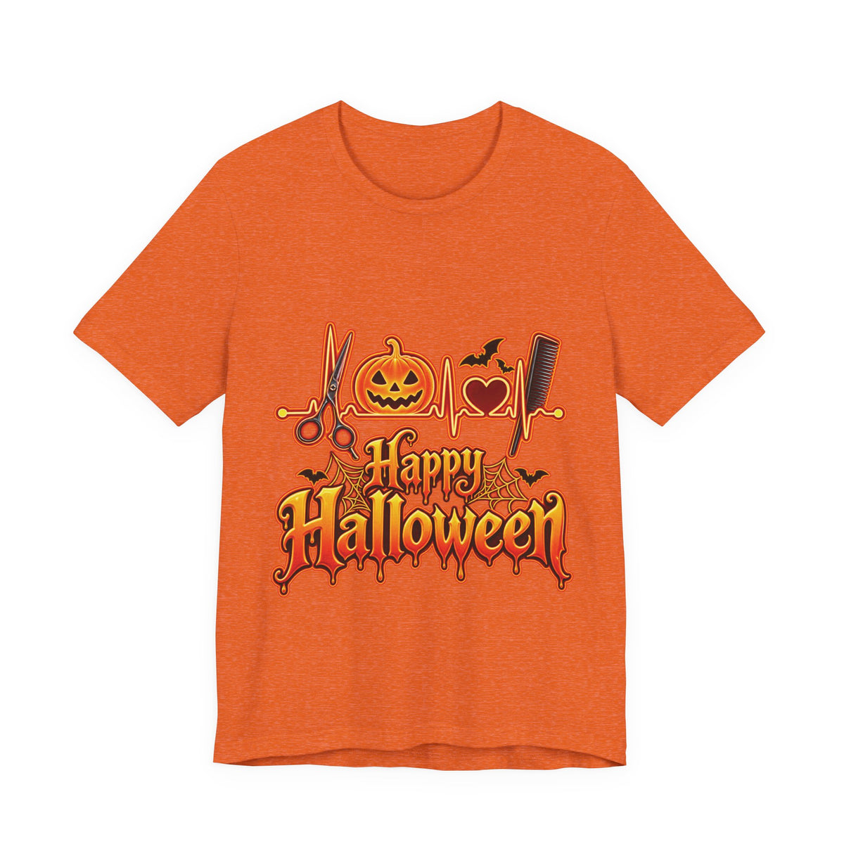 Hairstylist Halloween Graphic Tee – Happy Halloween Pumpkin & Bats