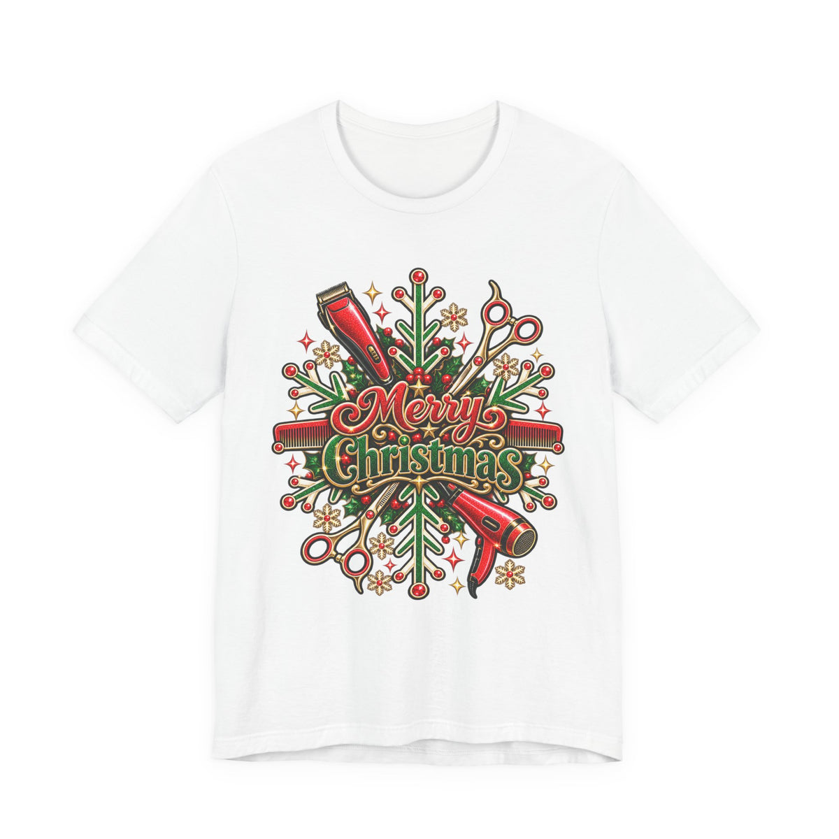 Christmas Hairstylist T-Shirt — “Merry Christmas” Salon T-Shirt