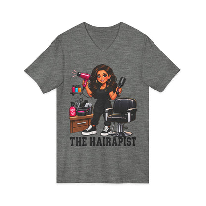 "The Hairapist" V-Neck Tee — Funny Hairstylist T-Shirt