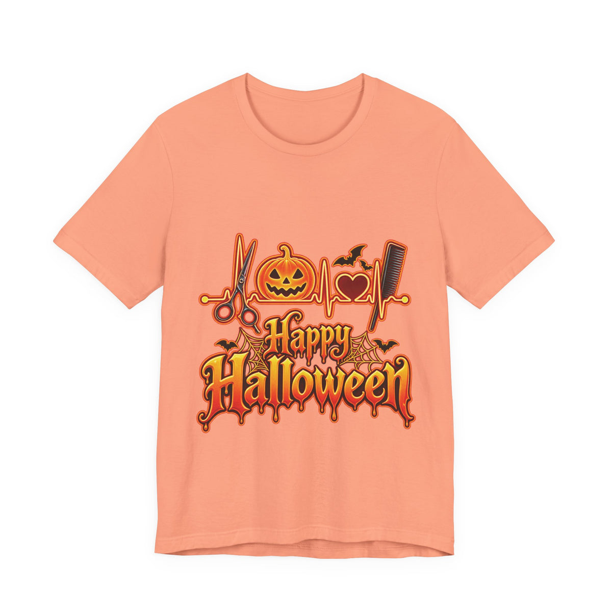 Hairstylist Halloween Graphic Tee – Happy Halloween Pumpkin & Bats