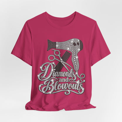 "Diamonds and Blowouts" Hairstylist Scissor & Hairdryer Rhinestone T-Shirt