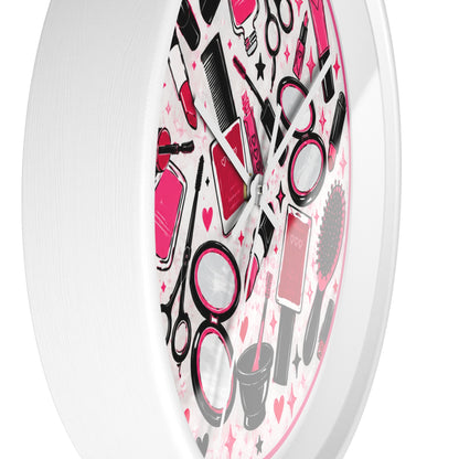 Hair Salon Beauty Tools Pattern Wall Clock