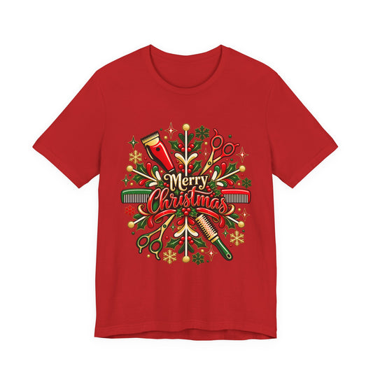 Merry Christmas Hairstylist Wreath T‑Shirt