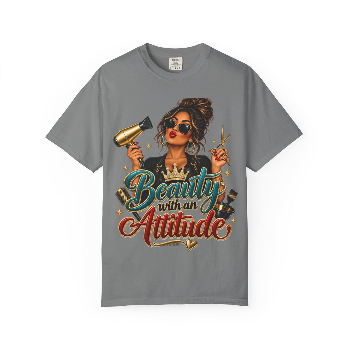 "Beauty With an Attitude" T-Shirt — Salon Stylist Hairdresser Tee