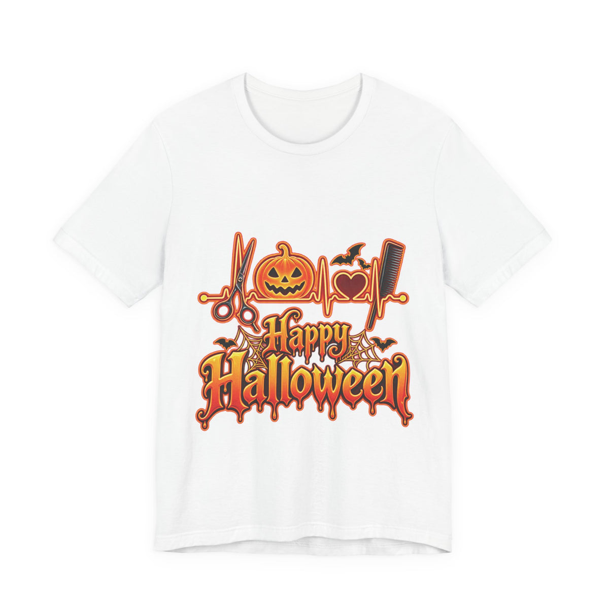 Hairstylist Halloween Graphic Tee – Happy Halloween Pumpkin & Bats
