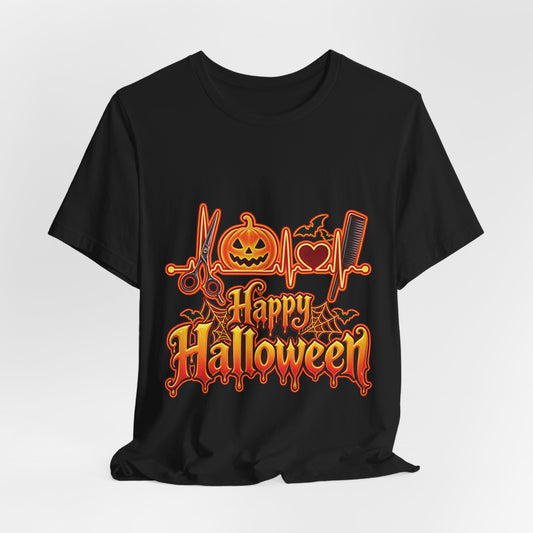 Hairstylist Halloween Graphic Tee – Happy Halloween Pumpkin & Bats