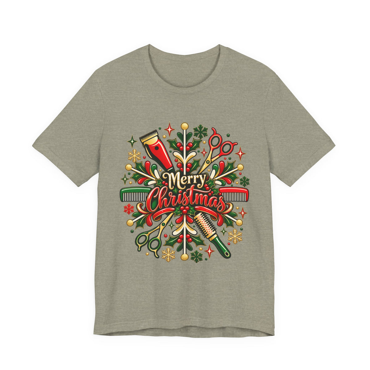 Merry Christmas Hairstylist Wreath T‑Shirt