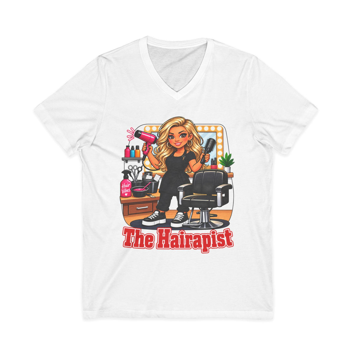 The Hairapist V-Neck Tee — Funny Hairstylist Salon Shirt