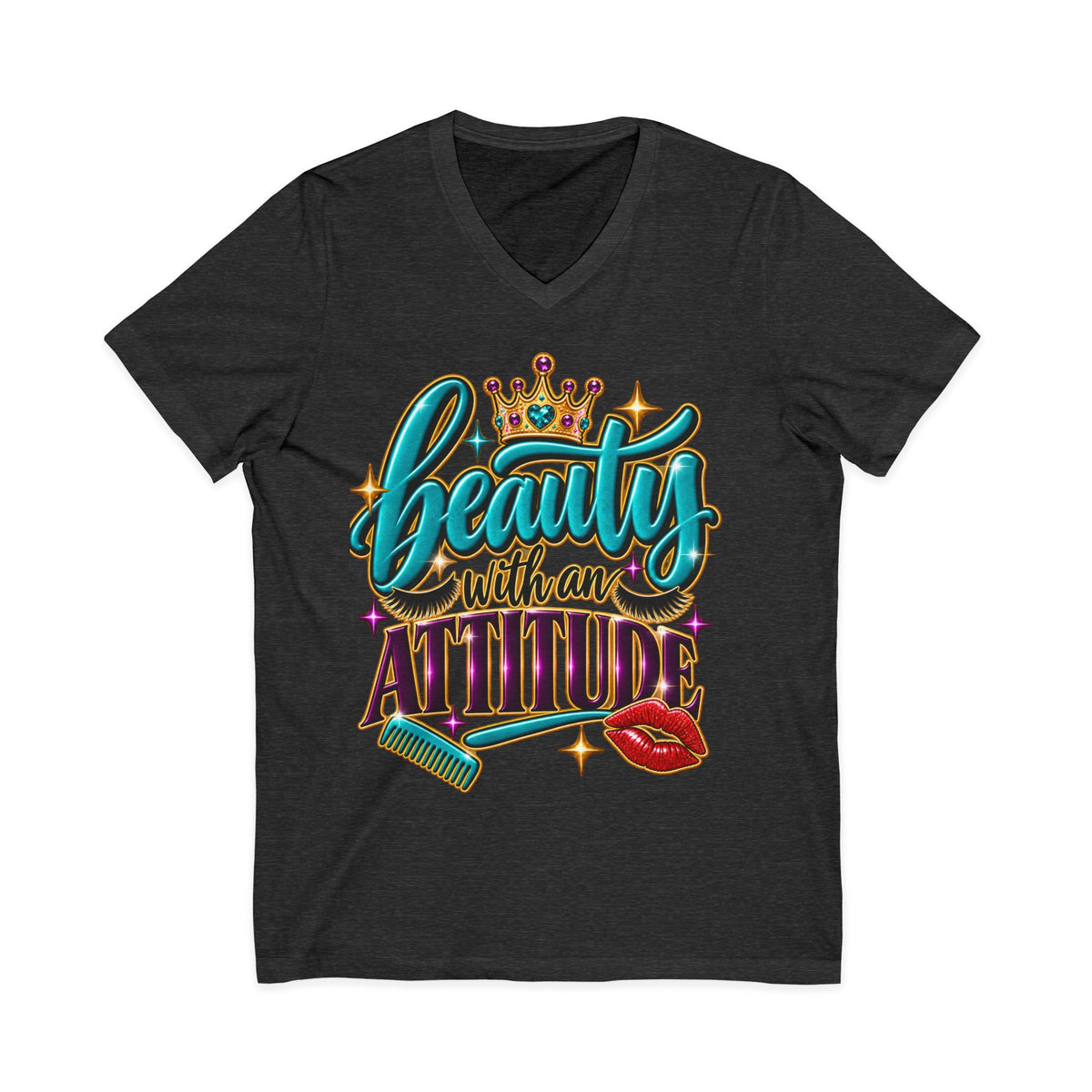 "Beauty With An Attitude" Hairstylist V-Neck Tee