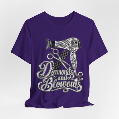 "Diamonds and Blowouts" Hairstylist Scissor & Hairdryer Rhinestone T-Shirt