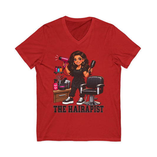 "The Hairapist" V-Neck Tee — Funny Hairstylist T-Shirt