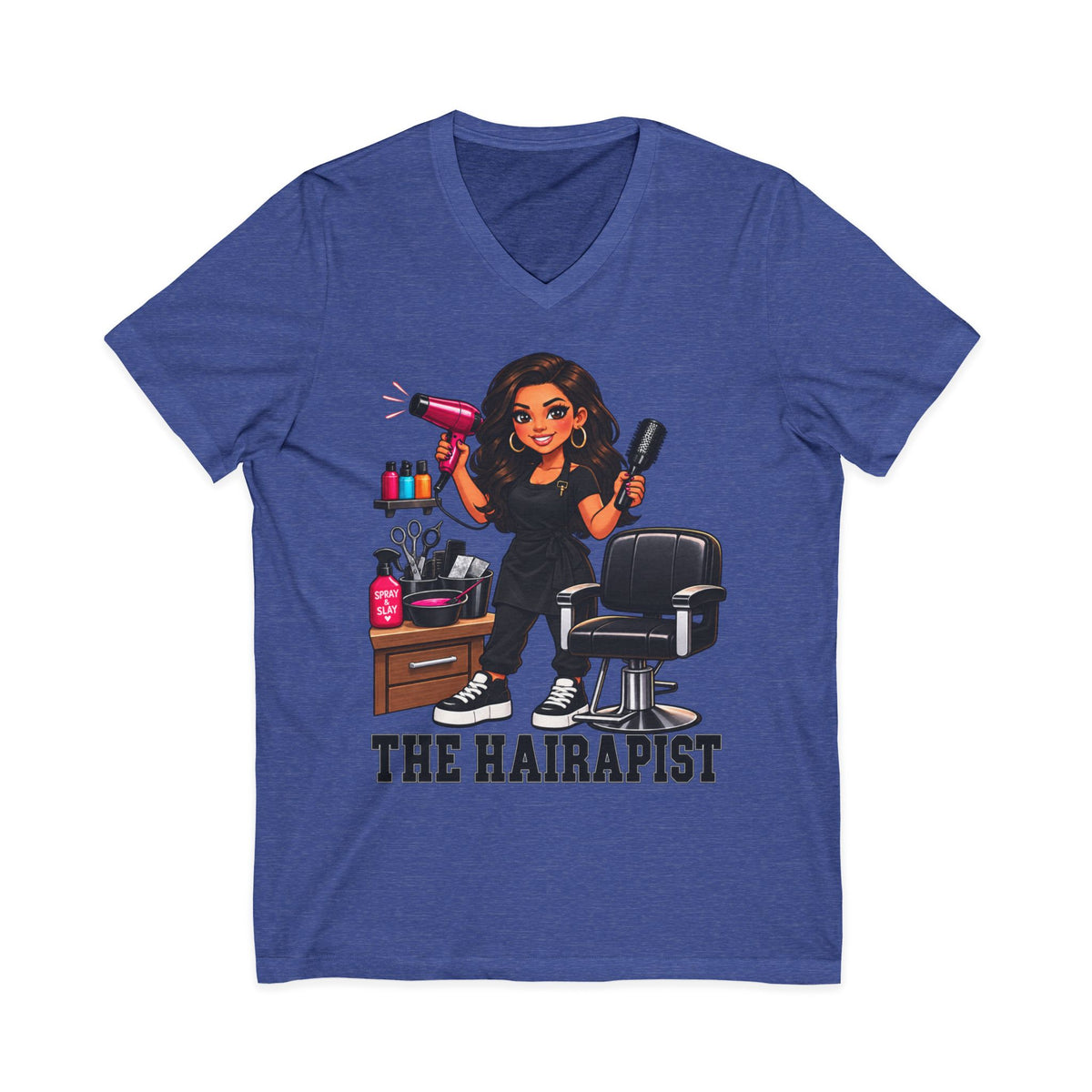 "The Hairapist" V-Neck Tee — Funny Hairstylist T-Shirt