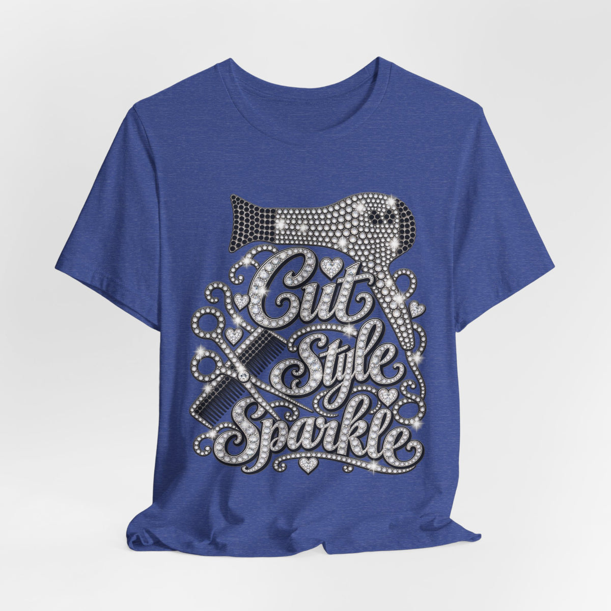 "Cut Style Sparkle" Retro Rhinestone Hairstylist T‑Shirt