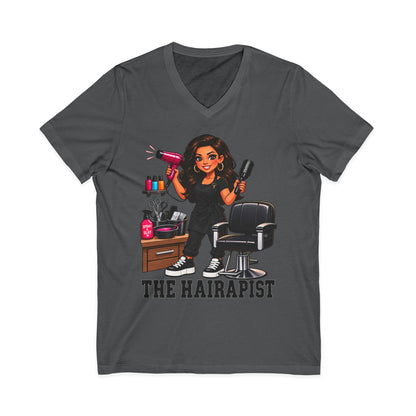 "The Hairapist" V-Neck Tee — Funny Hairstylist T-Shirt