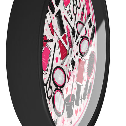 Hair Salon Beauty Tools Pattern Wall Clock