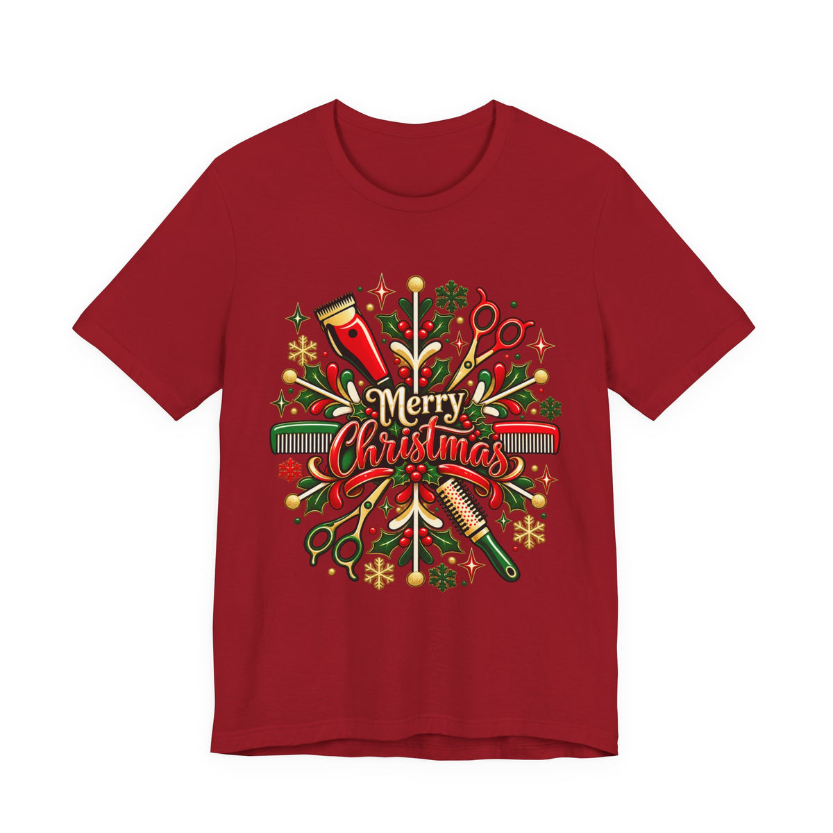 Merry Christmas Hairstylist Wreath T‑Shirt