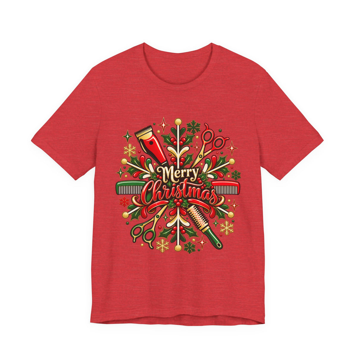 Merry Christmas Hairstylist Wreath T‑Shirt