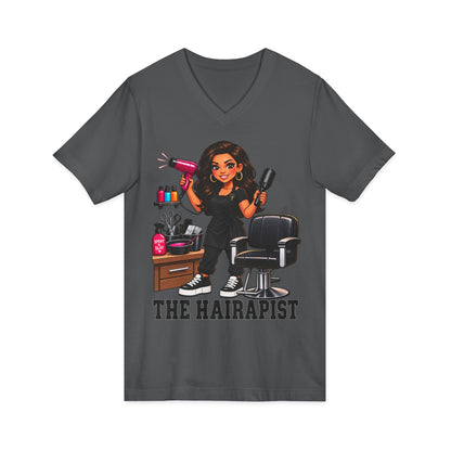 "The Hairapist" V-Neck Tee — Funny Hairstylist T-Shirt
